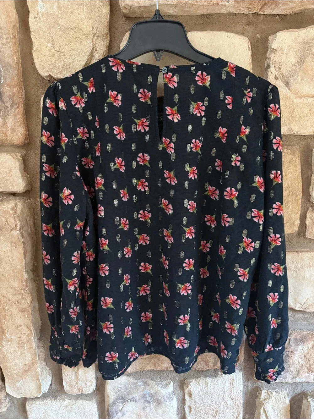 Loft floral puff sleeve blouse size L